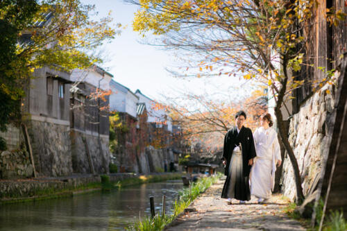 近江八幡の八幡掘りでの和装前撮り