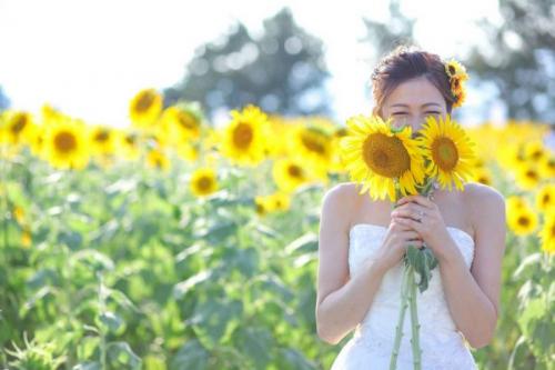 ひまわり畑で結婚式前撮りロケーション｜滋賀前撮り人気店ブルースター