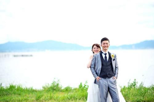 びわ湖にて結婚式洋装前撮り｜滋賀前撮り人気店ブルースター
