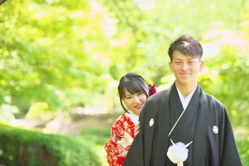 新緑の中で和装前撮り｜滋賀前撮り人気店ブルースター