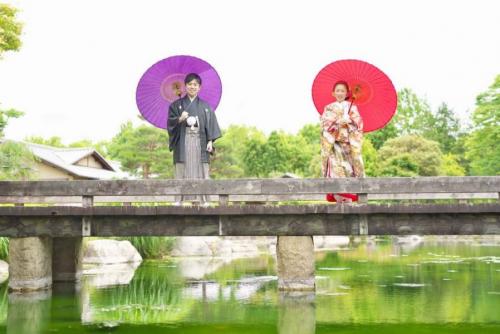 日本庭園橋での前撮り｜滋賀前撮り人気店ブルースター