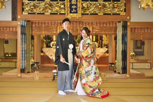 国分山のお寺にて結婚式の和装前撮り｜滋賀前撮り人気店ブルースター