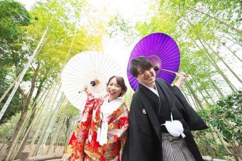 竹林にて前撮り