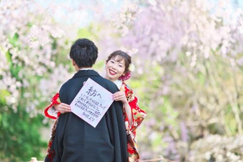 桜で前撮りロケーション滋賀