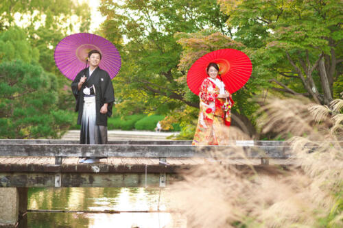 日本庭園にて和装前撮り